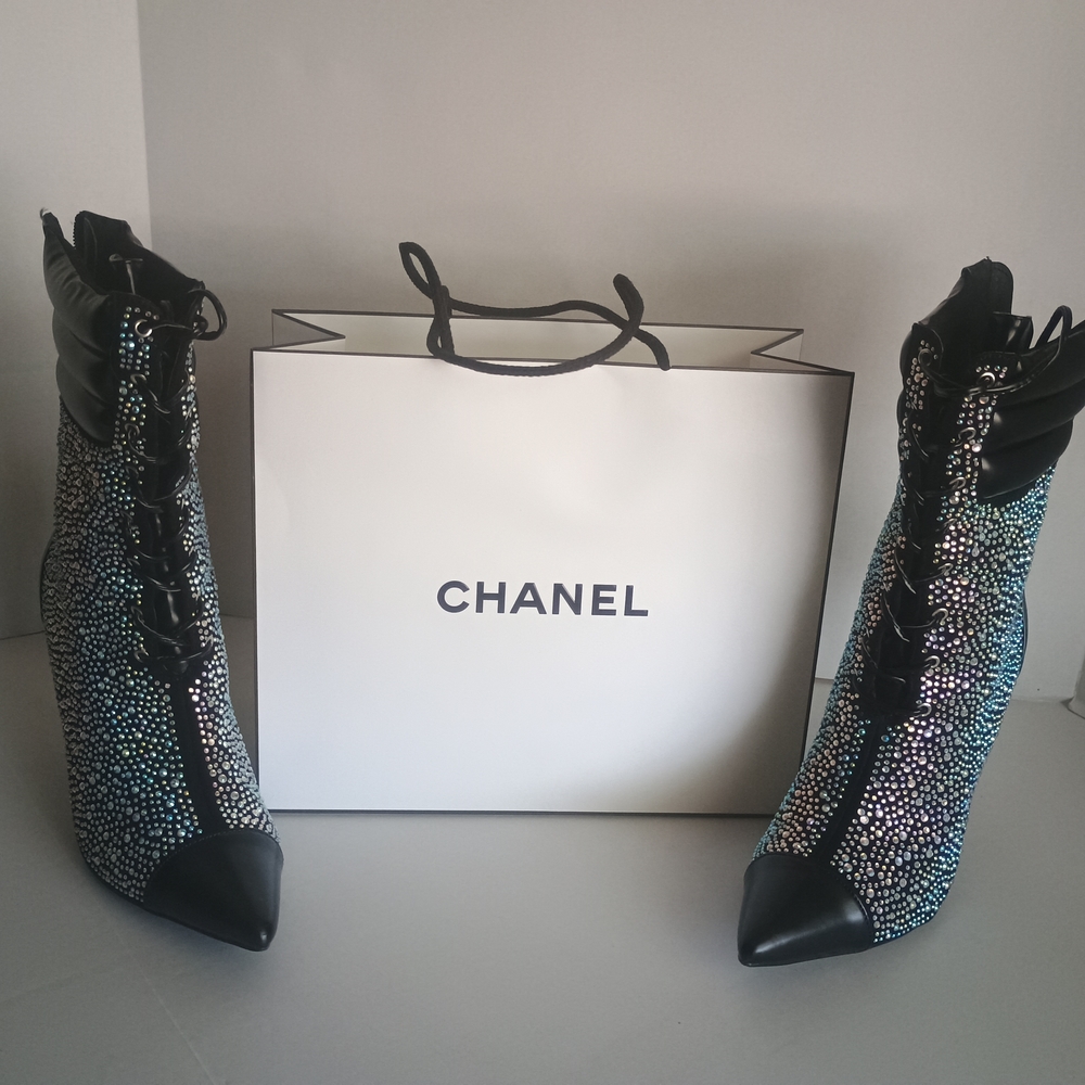 Cape Robbin Black Rhinestone  Studded Heeled Boots